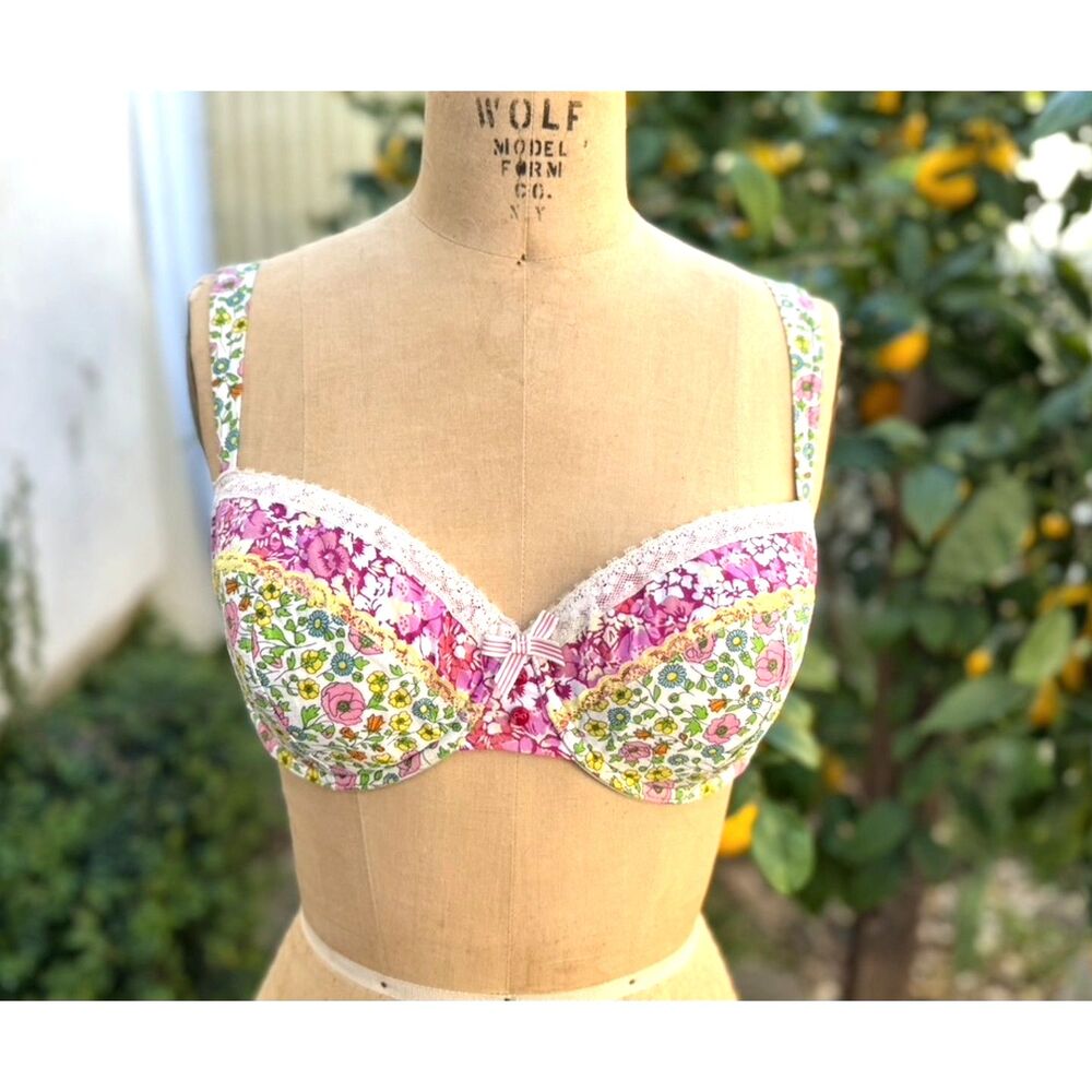 2010 Liberty of London x Target Multicolor Cotton Floral Underwire Bra Size 36DD